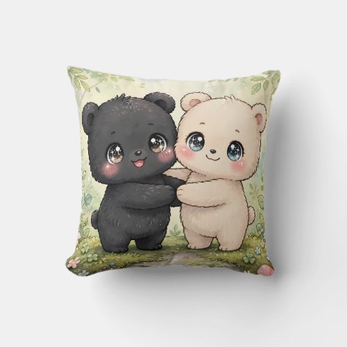 Cute decorative pillow with two teddy bears