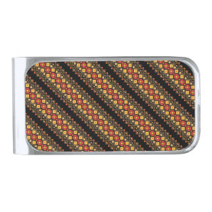 Cute decorative ukrainian floral patterns design silver finish money clip