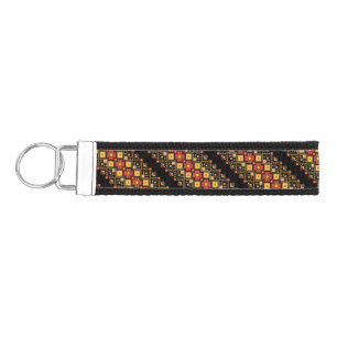 Cute decorative ukrainian floral patterns design wrist keychain