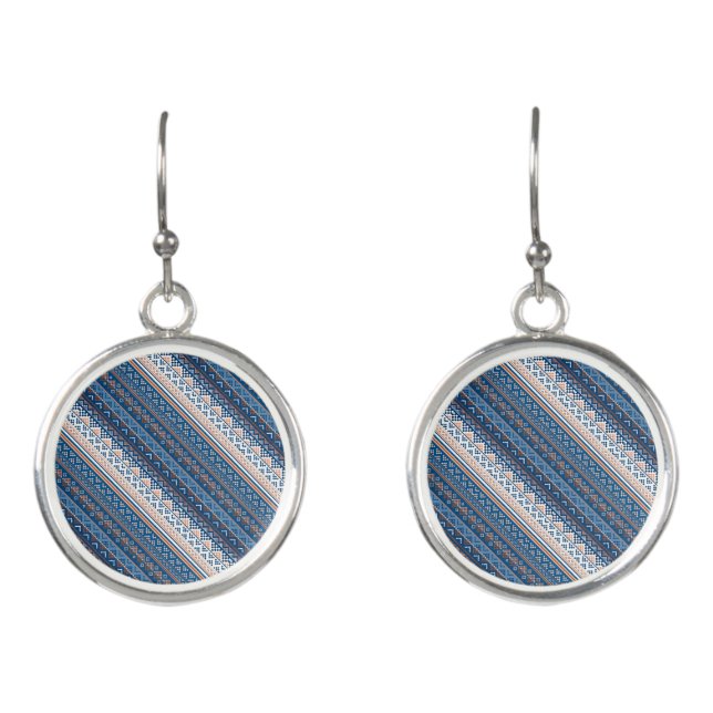 Cute decorative ukrainian patterns design earrings (Front)