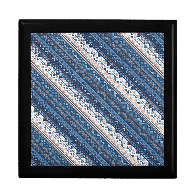 Cute decorative ukrainian patterns design jewelry box (Front)