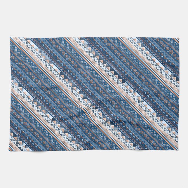 Cute decorative ukrainian patterns design kitchen towel (Horizontal)
