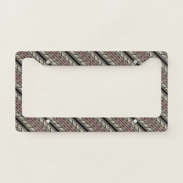 Cute decorative ukrainian patterns design license plate frame (Front)