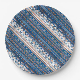 Cute decorative ukrainian patterns design paper plates