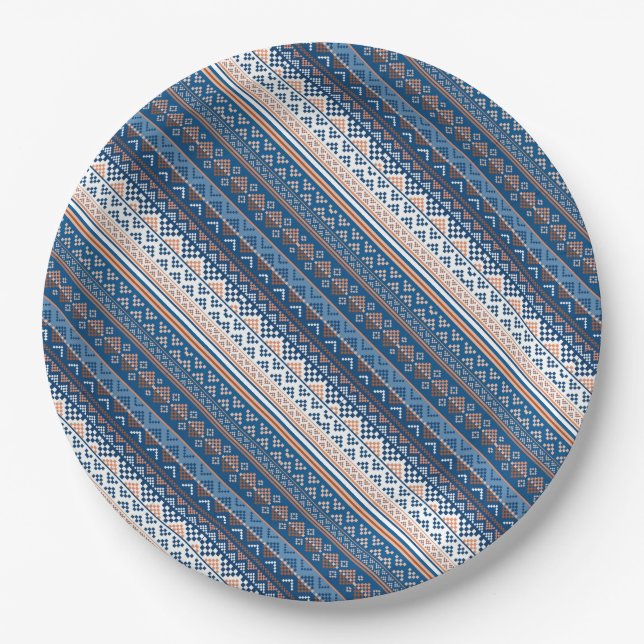 Cute decorative ukrainian patterns design paper plates (Front)