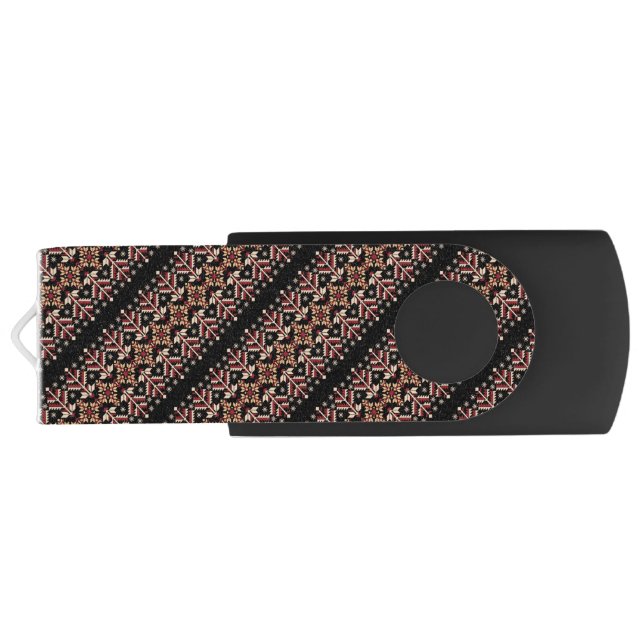 Cute decorative ukrainian stripes patterns flash drive (Back)