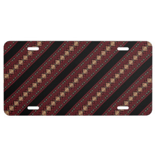 Cute decorative ukrainian stripes patterns license plate