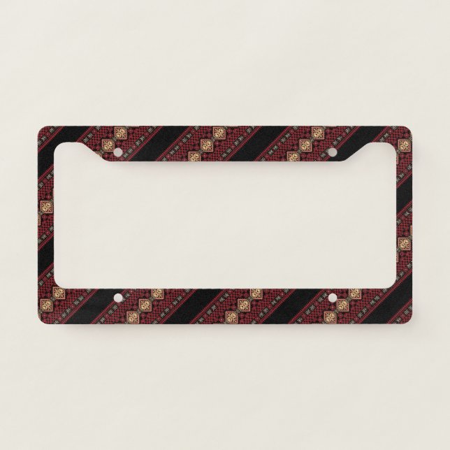 Cute decorative ukrainian stripes patterns license plate frame (Front)