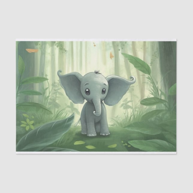 Cute Decoupage elephant lovers jungle Tissue Paper (Front)