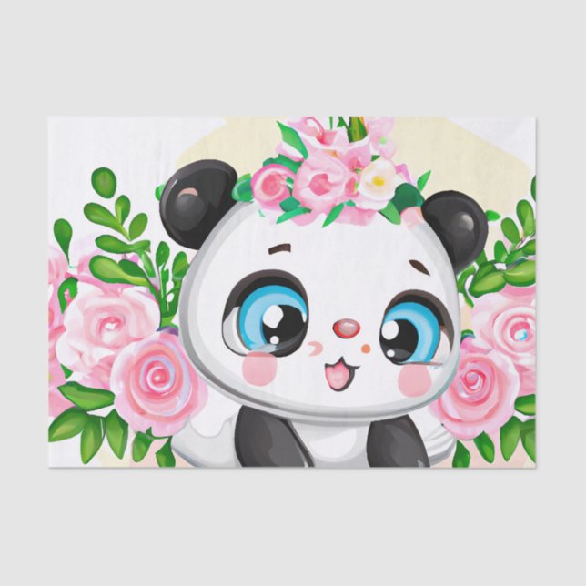 Cute Decoupage panda bear lovers Tissue Paper (Front)