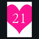 Cute Deep Pink Numbered Heart Table Number<br><div class="desc">Simple cute heart shape in a deep shade of pink with white table number for your wedding.</div>