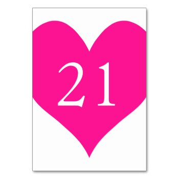 Cute Deep Pink Numbered Heart Table Number by cuteheartshop at Zazzle