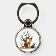 Cute Deer and Hedgehog Woodland Phone Ring Holder