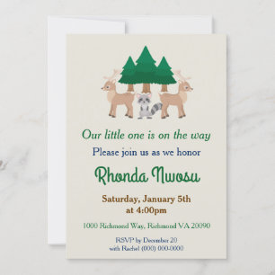 Cute Deer and Raccoon Baby Shower Invitation
