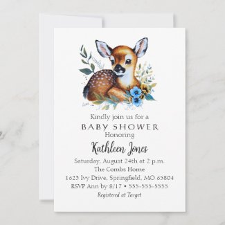 Cute Deer Baby Shower Invitation