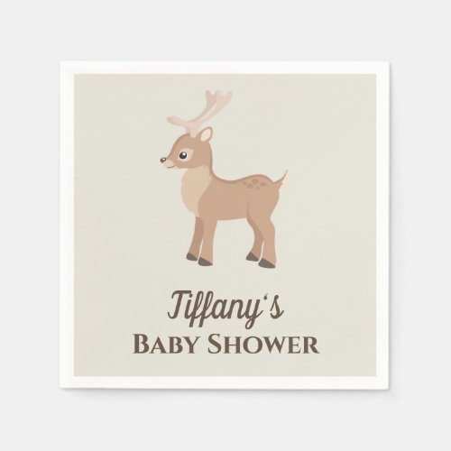 Cute Deer Baby Shower Napkins