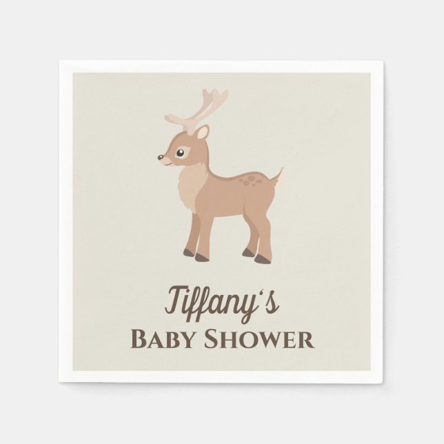 Cute Deer Baby Shower Napkins (Front)