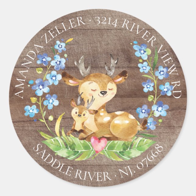 Cute Deer Baby Shower Return Address Label (Front)