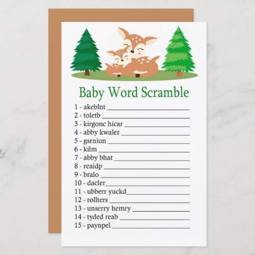 Cute Deer Baby word scramble game