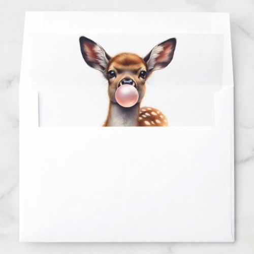 Cute Deer Blowing Bubbles Gum Fawn Envelope Liner