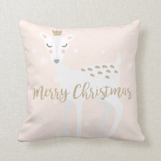 Cute Deer | Blush Pink | Christmas Throw Pillow
