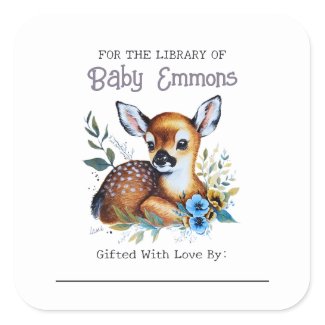 Cute Deer Bookplate Sticker For Baby