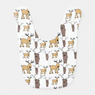 Cute Deer Buck Bull Elk Hand Drawn Baby Bib