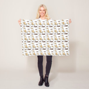 Cute Deer Buck Bull Elk Hand Drawn Baby Nursery Fleece Blanket