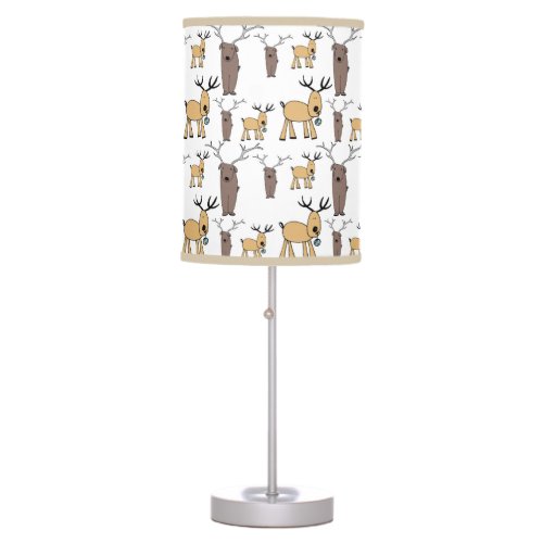 Cute Deer Buck Bull Elk Hand Drawn Baby Nursery Table Lamp