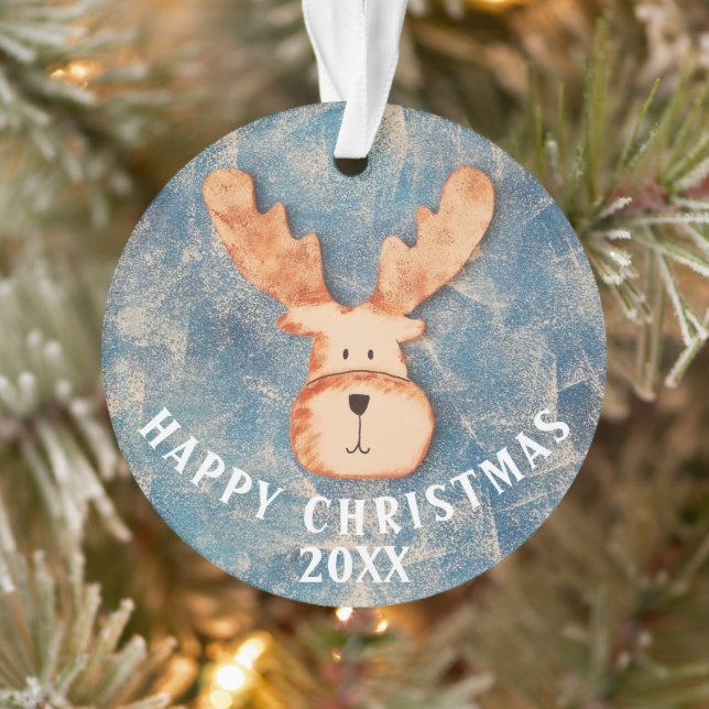 Cute Deer Cartoon Happy Christmas Kids Ornament (Tree)