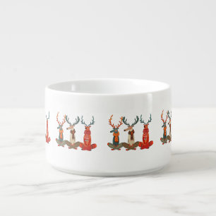 Cute Deer. Christmas Deer in Scarves. Festive Mood Bowl