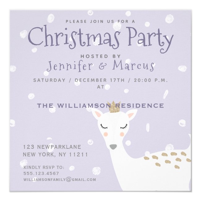 Cute Deer | Christmas Party Pale Purple