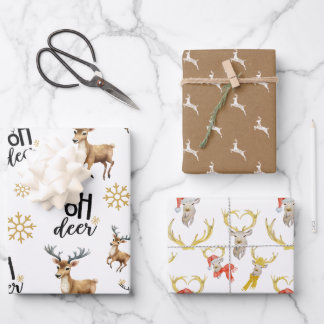 Cute Deer Christmas Wrapping Paper Sheets