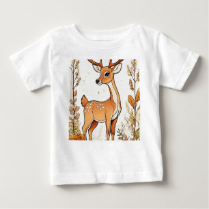 Cute Deer Coloring Book Illustration Baby T-Shirt