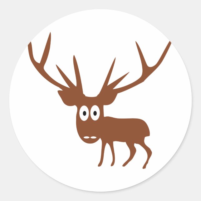 cute Deer comic style Classic Round Sticker (Front)