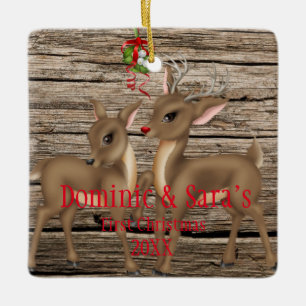 Cute Deer Couple First Christmas Ornament