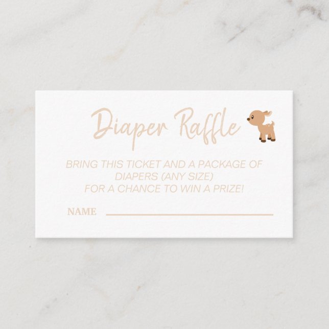 Cute Deer Diaper Raffle Baby Shower Game Enclosure Card (Front)
