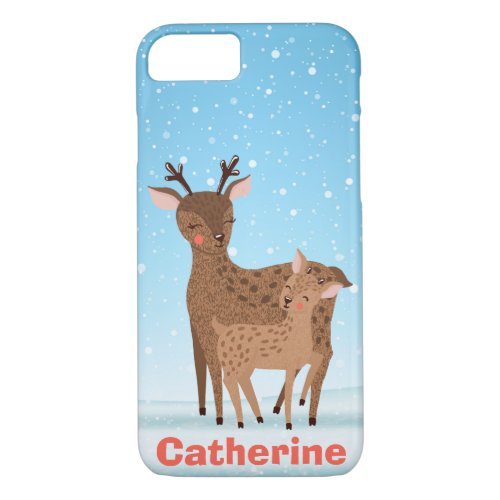 Cute Deer  Doe Snowy winter iPhone 87 Case