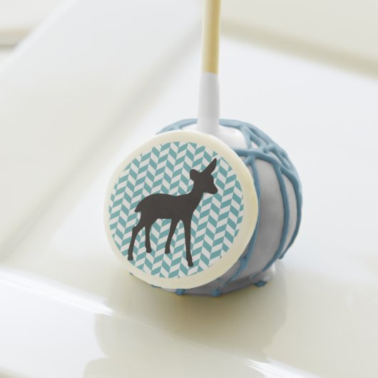 Cute deer fawn baby gender reveal chevron geometri cake pops (Front Insitu)