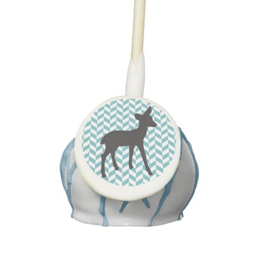Cute deer fawn baby gender reveal chevron geometri cake pops (Front)