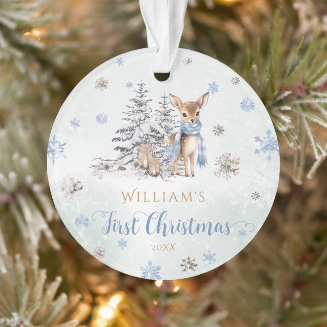 Cute Deer First Christmas Ornament Acrylic (Tree)