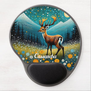 Cute Deer Flowers Meadow Fantasy  Gel Mouse Pad