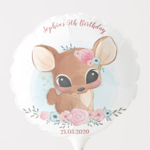 Cute Deer Girl Birthday Baby Shower Party Balloon