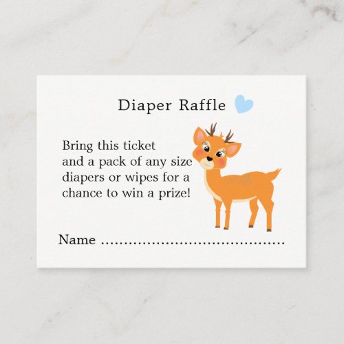 Cute Deer Hearts Winter Baby Shower Diaper Raffle Enclosure Card