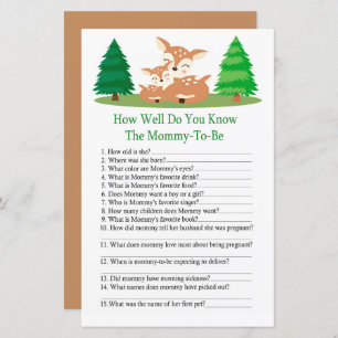 Cute Deer How well do you know baby shower game