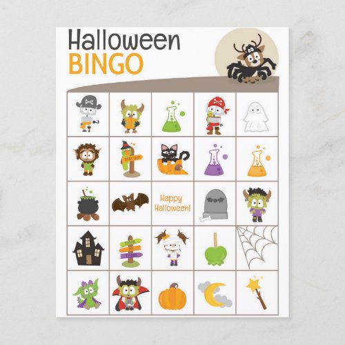 Cute Deer in Spider outfit Halloween BINGO Board