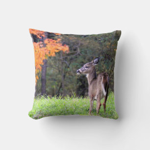 Cute Deer in the field Throw Pillow