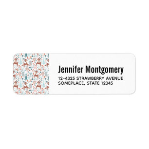 Cute Deer in Whimsical Forest Pattern Label