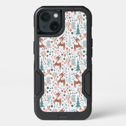 Cute Deer in Whimsical Forest Pattern iPhone 13 Case