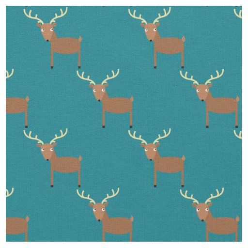 Cute Deer Kids Baby Nursery Teal Fabric